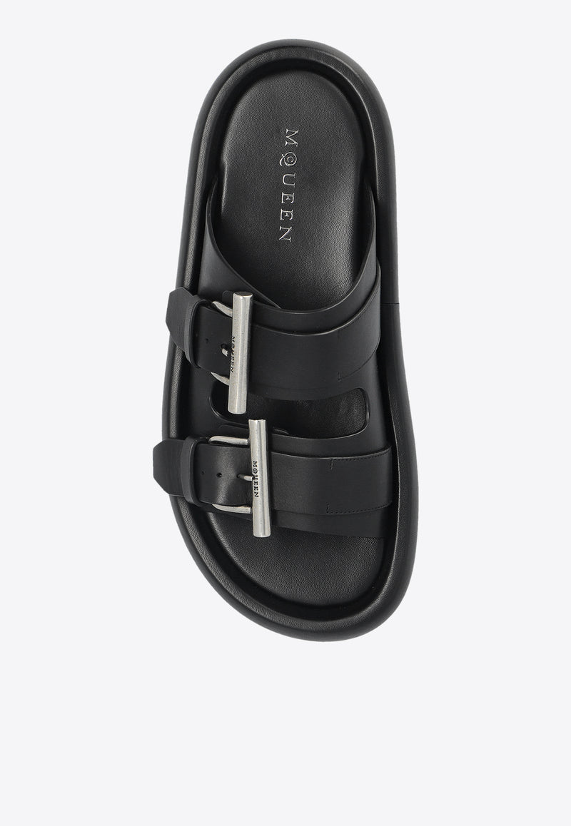 Alexander McQueen Upper-Buckles Leather Slides 809960 WIACT-1064