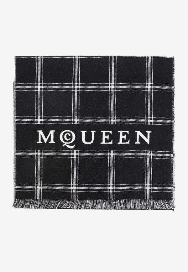 Alexander McQueen Logo Check Wool Jacquard Scarf 814281 4200Q-1078