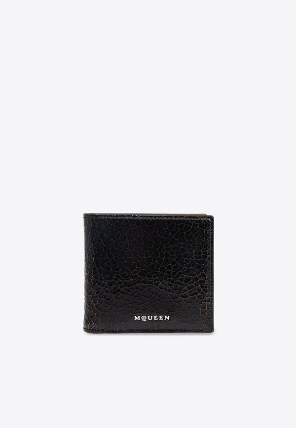 Alexander McQueen Bi-Fold Crackled Leather Wallet 814894 1AAUH-9769