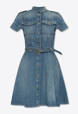 Alexander McQueen Stone-Washed Mini Denim Dress 816098 QMAC3-4315