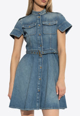 Alexander McQueen Stone-Washed Mini Denim Dress 816098 QMAC3-4315