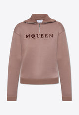 Alexander McQueen Logo Embroidered Half-Zip Sweatshirt 815576 QLAEB-5009