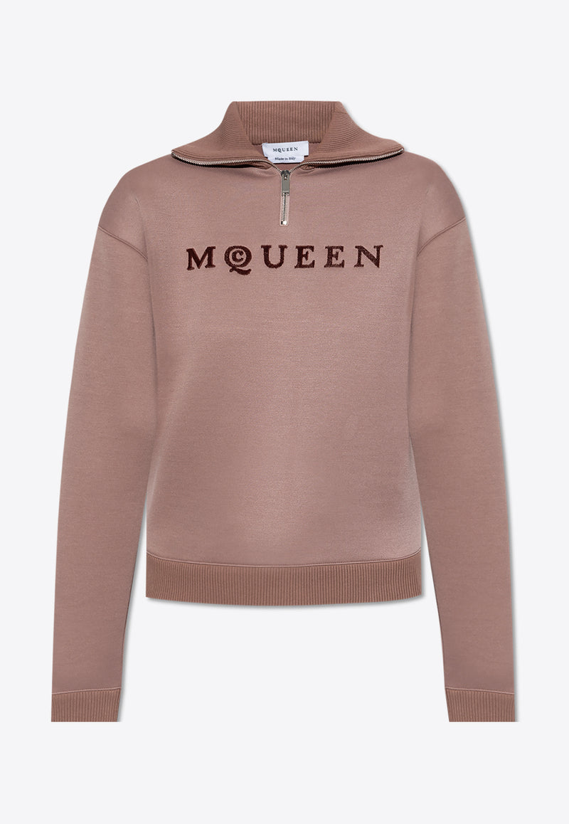 Alexander McQueen Logo Embroidered Half-Zip Sweatshirt 815576 QLAEB-5009