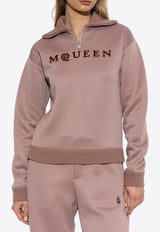 Alexander McQueen Logo Embroidered Half-Zip Sweatshirt 815576 QLAEB-5009