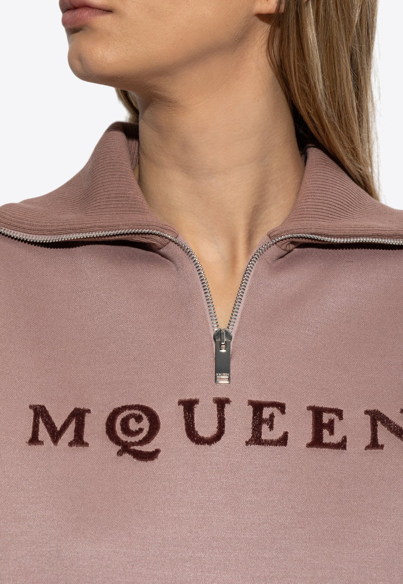 Alexander McQueen Logo Embroidered Half-Zip Sweatshirt 815576 QLAEB-5009