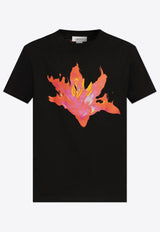 Alexander McQueen Lily Print Logo T-shirt Black 817169 QTAC1-0512