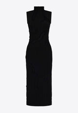 Alexander McQueen Wool Midi Dress Black 816996 Q1BCA-1000