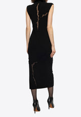 Alexander McQueen Wool Midi Dress Black 816996 Q1BCA-1000