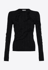 Alexander McQueen Paneled Wool Sweater Black 817206 Q1BCA-1000