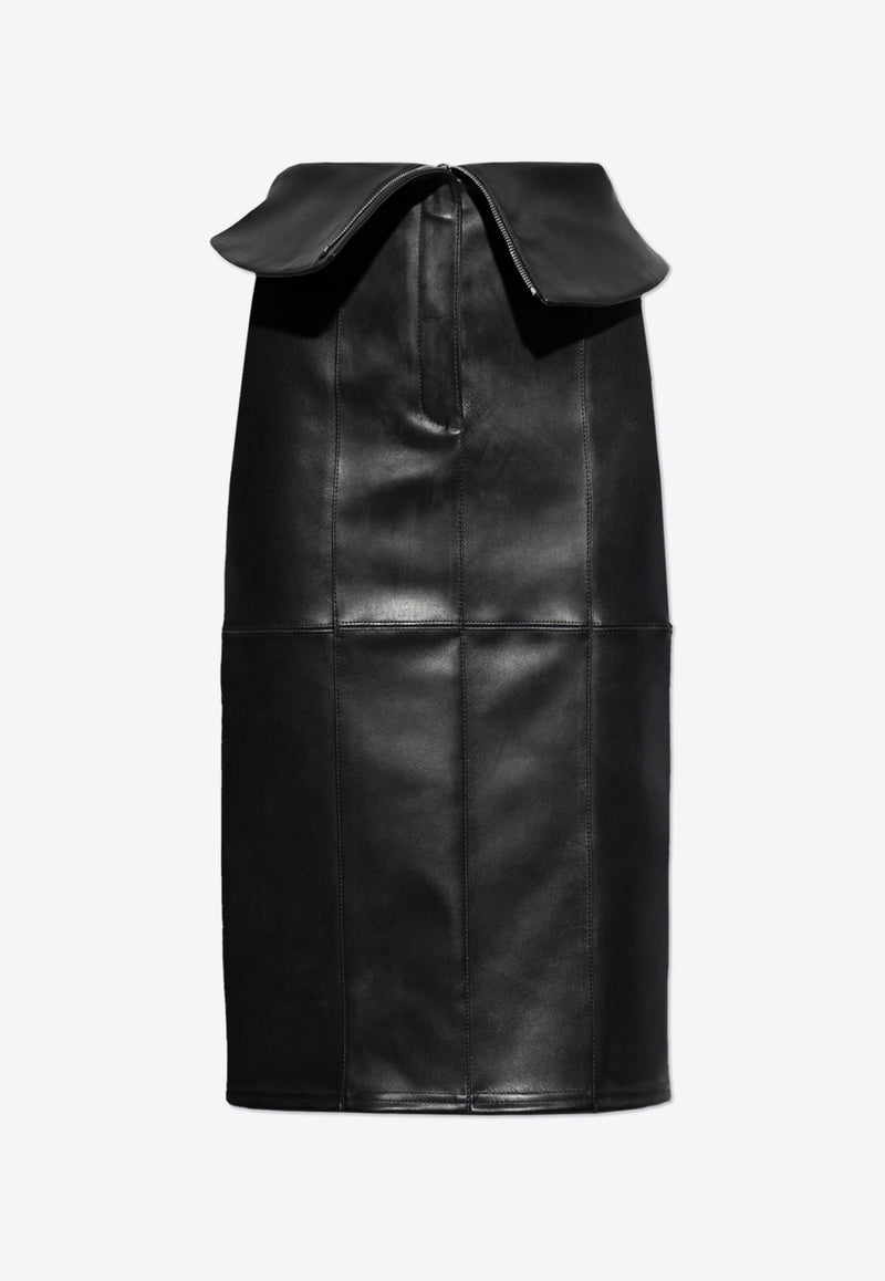 Alexander McQueen Leather Pencil Skirt  Black 817914 Q5ANU-1000