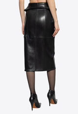 Alexander McQueen Leather Pencil Skirt  Black 817914 Q5ANU-1000