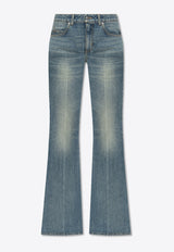 Alexander McQueen Bootcut Wide-Leg Jeans Blue 817639 QMACV-4315