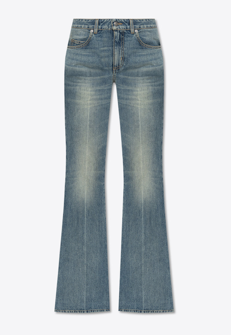 Alexander McQueen Bootcut Wide-Leg Jeans Blue 817639 QMACV-4315