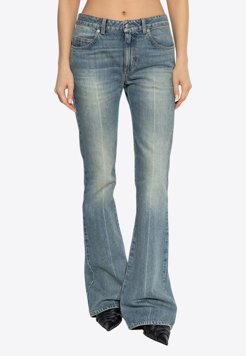 Alexander McQueen Bootcut Wide-Leg Jeans Blue 817639 QMACV-4315