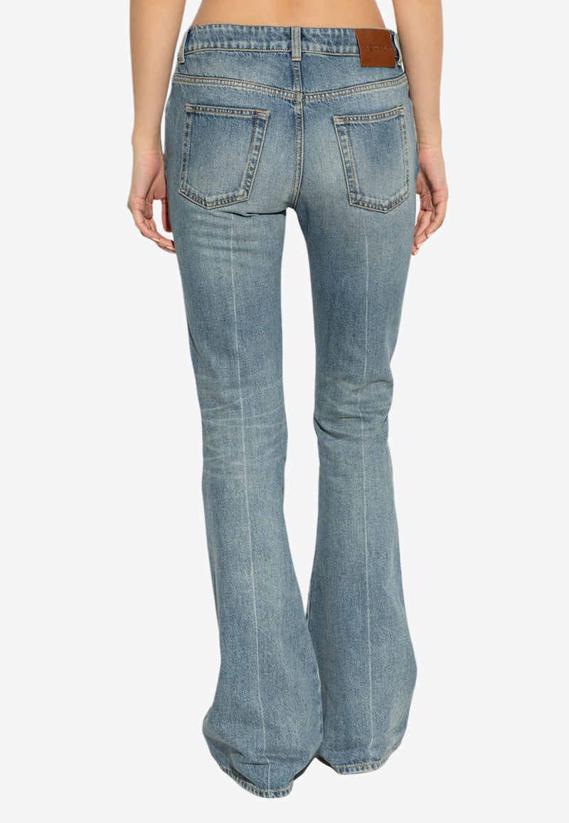 Alexander McQueen Bootcut Wide-Leg Jeans Blue 817639 QMACV-4315