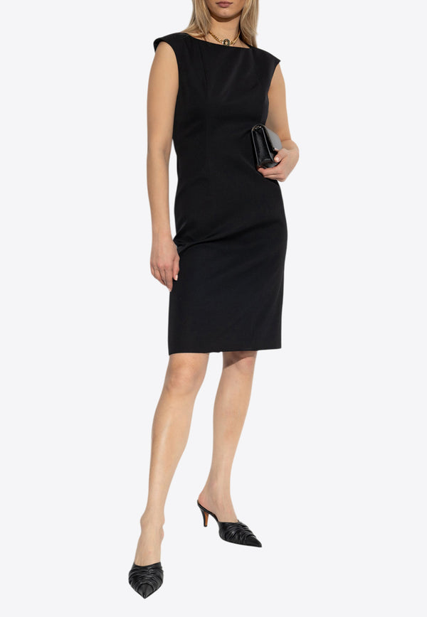 Alexander McQueen Wool Midi Dress  Black 819067 QJADA-1000