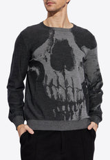 Alexander McQueen Skull Wool Sweater Gray 818835 Q1BC0-1332