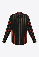 Alexander McQueen Striped Buttoned Shirt  Black 814688 QUAB8-1117