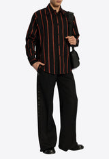 Alexander McQueen Striped Buttoned Shirt  Black 814688 QUAB8-1117