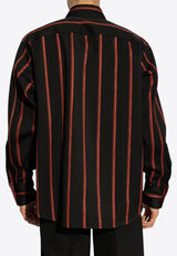 Alexander McQueen Striped Buttoned Shirt  Black 814688 QUAB8-1117