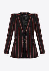 Alexander McQueen Striped Wool Blazer Black 821225 QJAEY-1117