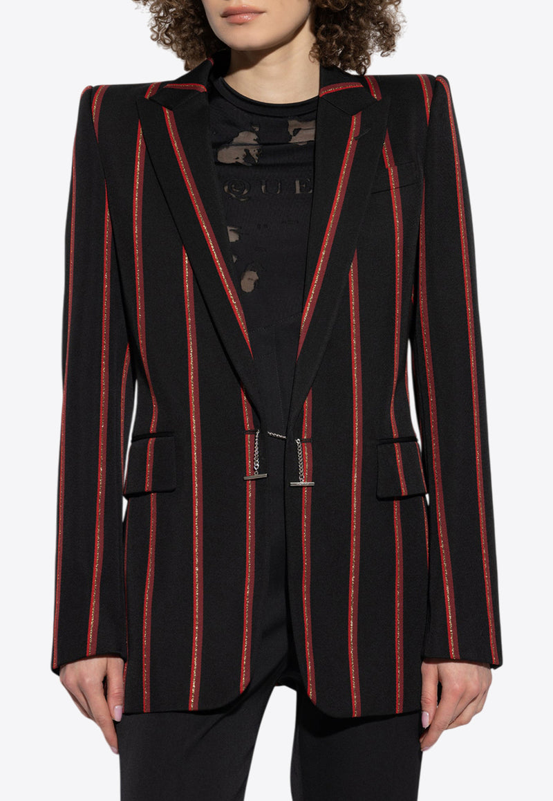 Alexander McQueen Striped Wool Blazer Black 821225 QJAEY-1117