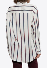 Alexander McQueen Striped Long-Sleeved Shirt  White 819450 QBAC9-9194