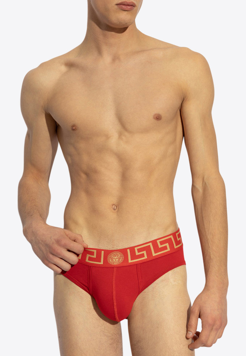 Versace Greca Border Low-Rise Briefs AU10027 1A10011-A9X2