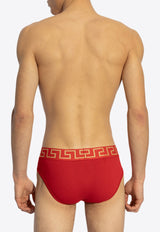 Versace Greca Border Low-Rise Briefs AU10027 1A10011-A9X2