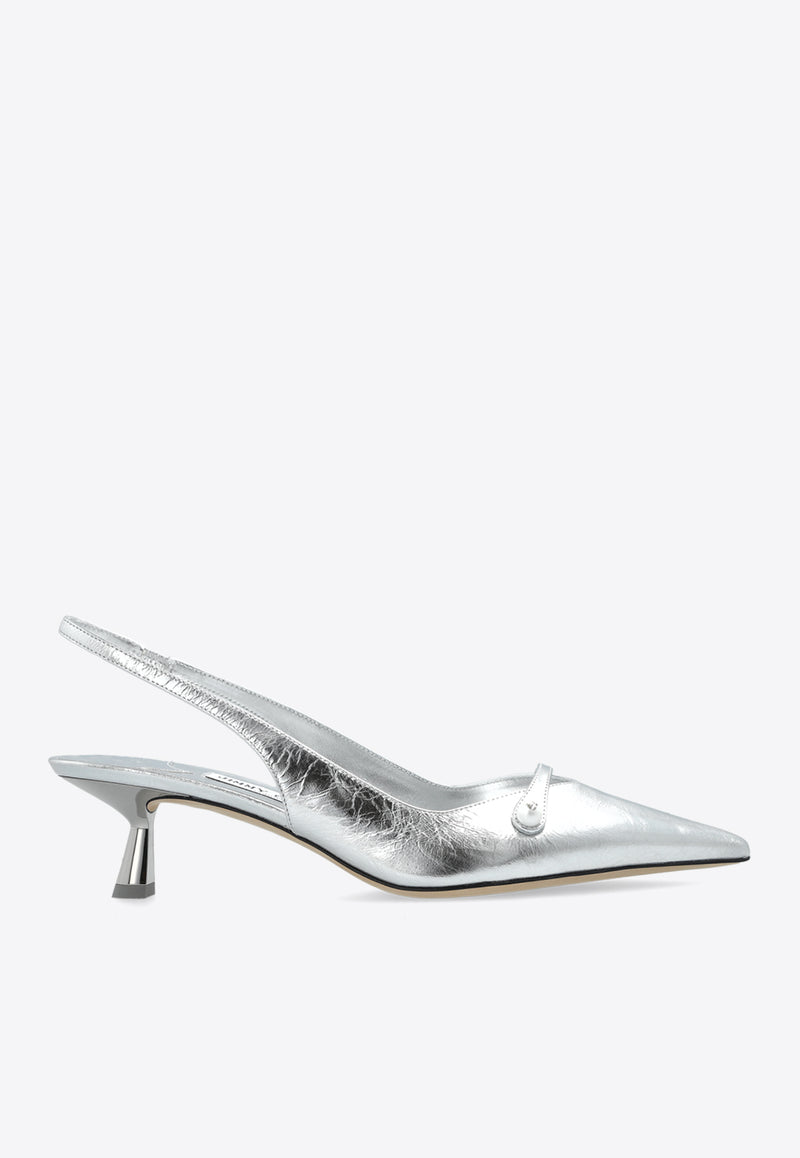 Jimmy Choo Amita 45 Leather Pumps AMITA 45 BYK-SILVER