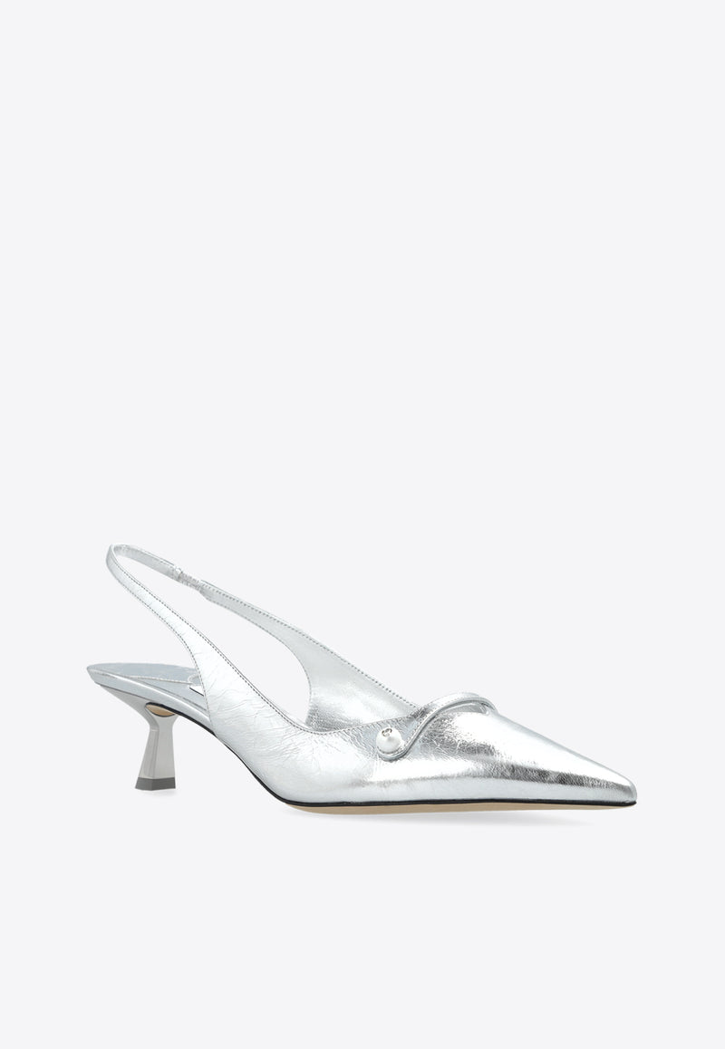 Jimmy Choo Amita 45 Leather Pumps AMITA 45 BYK-SILVER