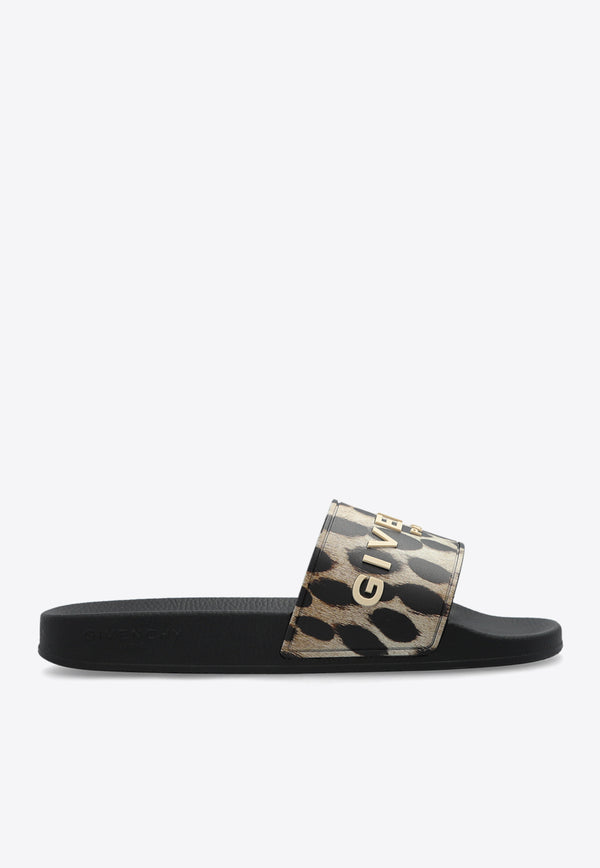 Givenchy Logo-Printed Leopard Slides BE307 6E2C3-007