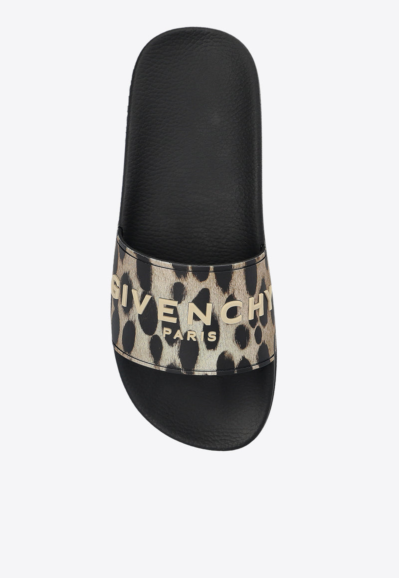 Givenchy Logo-Printed Leopard Slides BE307 6E2C3-007