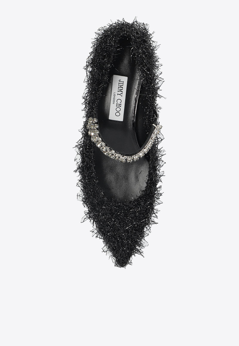 Jimmy Choo Bing Feather-Embellished Ballet Flats BING PUMP FLAT TZS-BLACK SMOKE