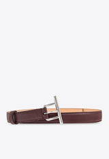 Alexander McQueen T-Bar Leather Belt Burgundy 815301 1HB77-6408