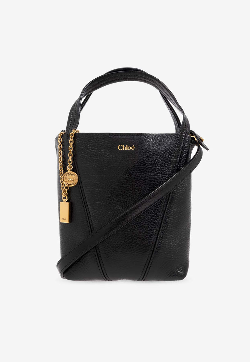 Chloé Small Spin Leather Tote Bag Black CH25SS812 N84-001