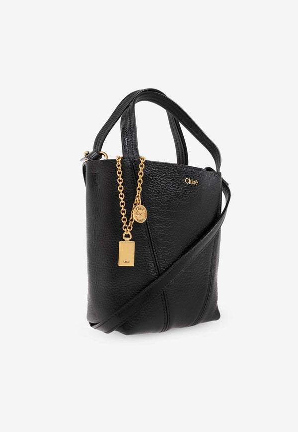 Chloé Small Spin Leather Tote Bag Black CH25SS812 N84-001