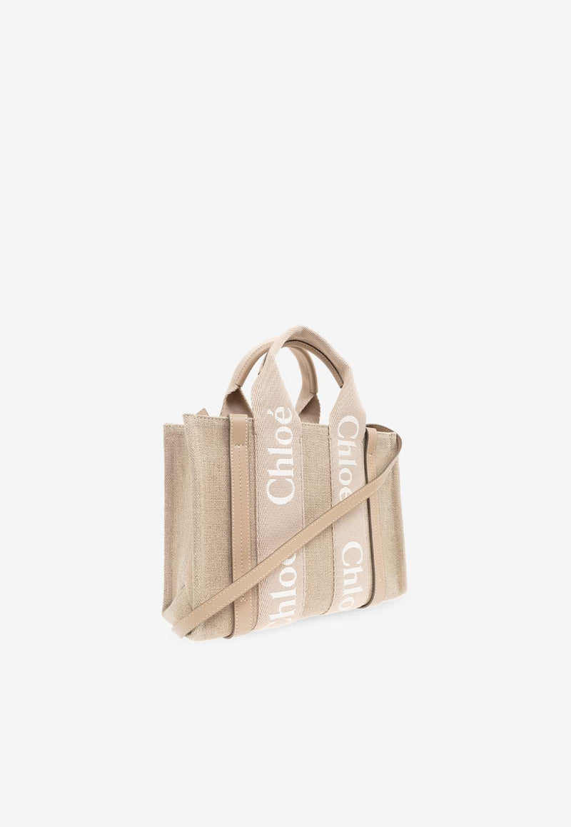 Chloé Small Woody Canvas Tote Bag Beige CHC23AS397 L17-20E