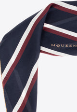 Alexander McQueen Striped Silk Scarf Navy 816041 3001Q-4173