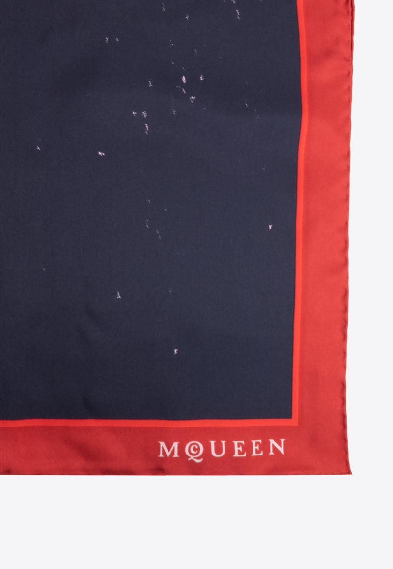 Alexander McQueen Printed Silk Scarf Navy 816433 3001Q-5968