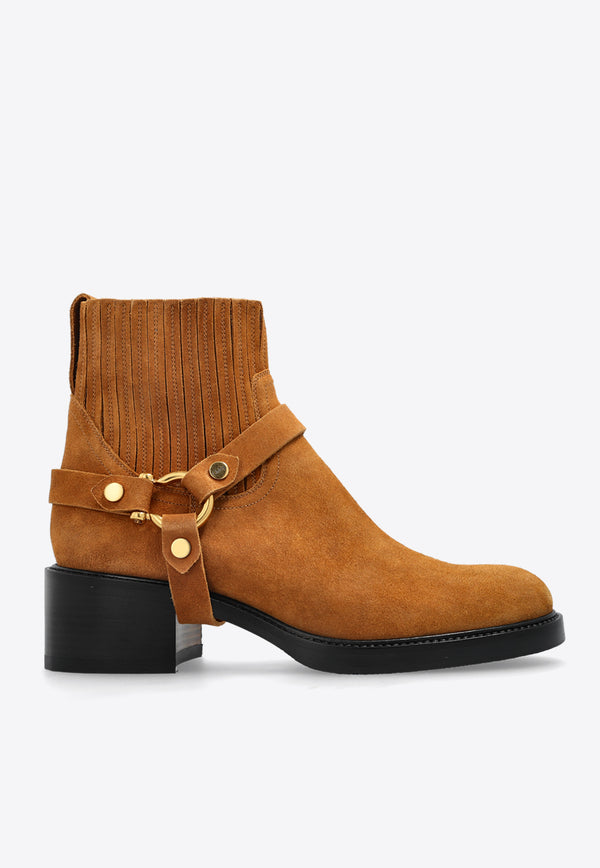 Chloé Dakota Suede Ankle Boots Brown CHC25S07P PX-217