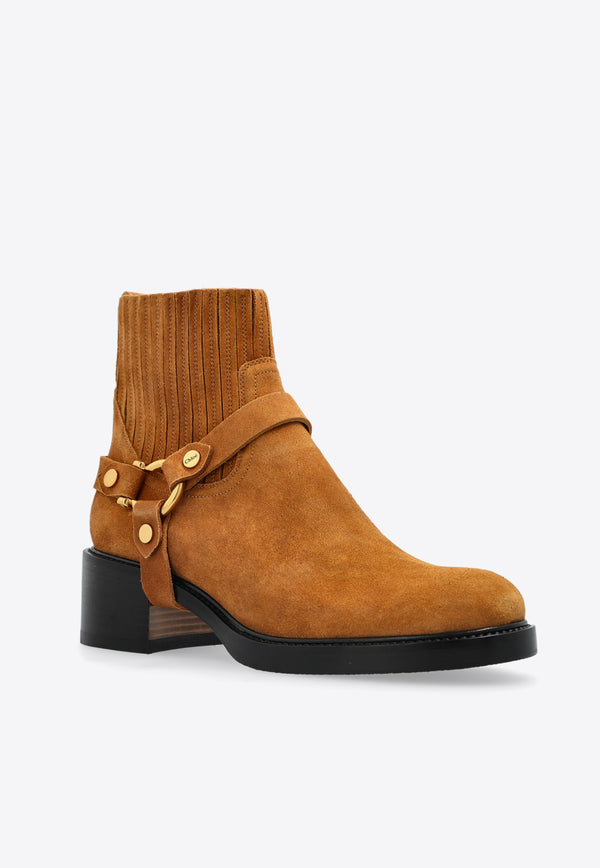 Chloé Dakota Suede Ankle Boots Brown CHC25S07P PX-217