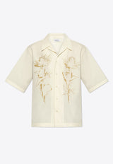 Alexander McQueen Long-Sleeved Printed Shirt Cream 817081 QTAC0-9592