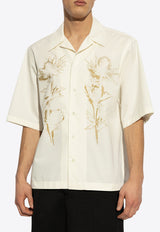 Alexander McQueen Long-Sleeved Printed Shirt Cream 817081 QTAC0-9592