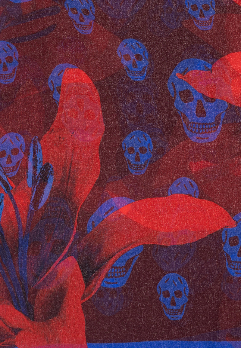 Alexander McQueen Skull Print Silk Scarf Red 817416 3052Q-6168