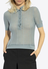 Chloé Wool Knit Polo T-shirt Blue CH25SMP30 670-44N