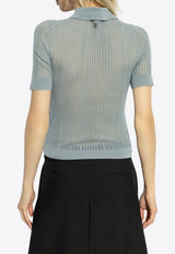 Chloé Wool Knit Polo T-shirt Blue CH25SMP30 670-44N