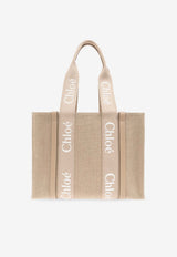 Chloé Woody Canvas Tote Bag Beige CHC23AS383 L17-20E