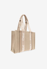 Chloé Woody Canvas Tote Bag Beige CHC23AS383 L17-20E