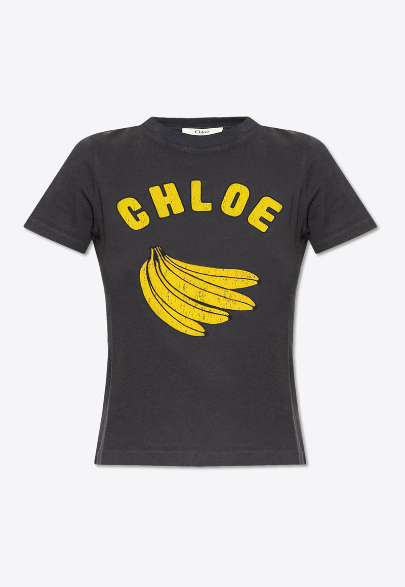 Chloé Banana Print T-shirt Gray CH25SJH08 187-405